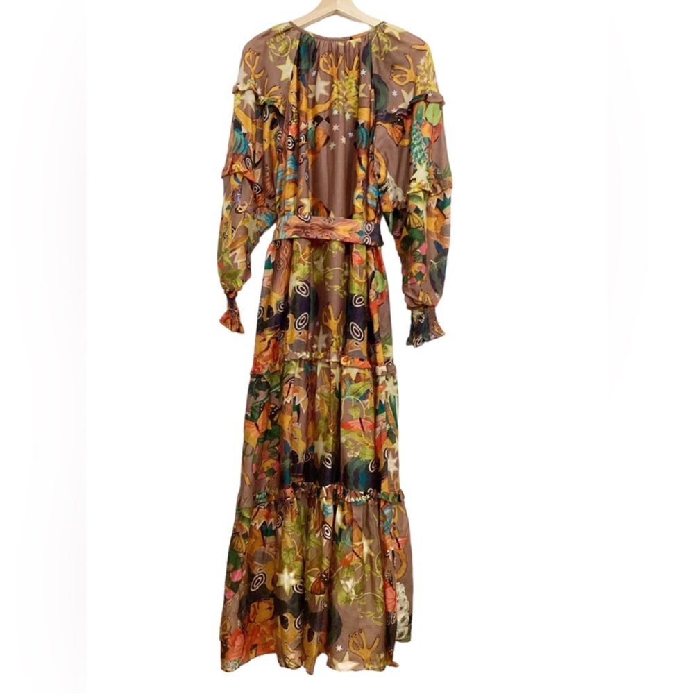 NWT CHUFY Khuyana Memories of Peru Printed Boho Cotton-Silk Maxi Dress Size M - Picture 10 of 15